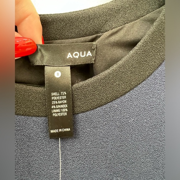 AQUA Color-block Drop Waist Pleated Women’s Dress Size 8 Black and Blue NWT - Picture 6 of 6